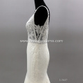 Customized Beading Crystal Long Mermaid vneck wedding dress luxury